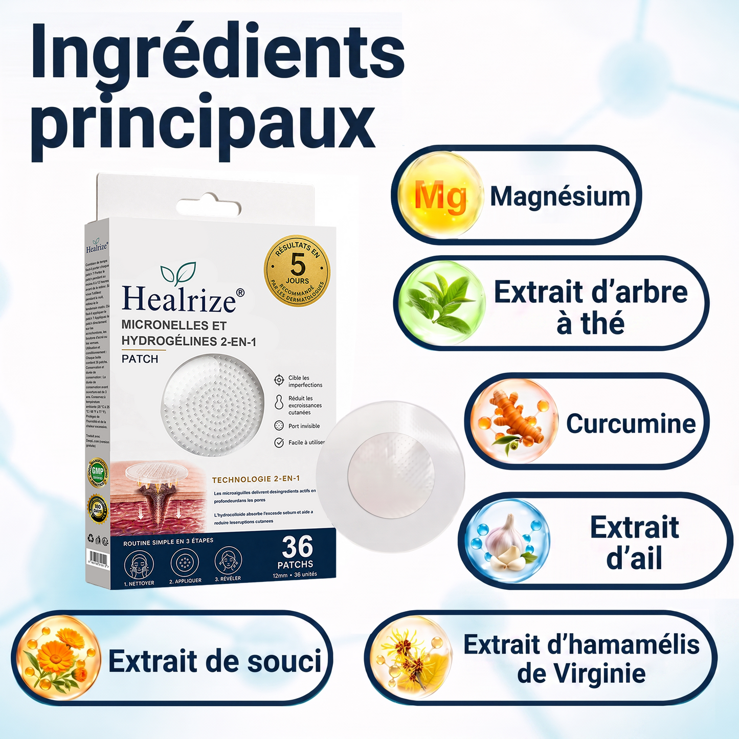 ✅🇫🇷 **Healrize® Patch 2-en-1 à micro-aiguilles & hydrocolloïde** 💫 Aide à réduire l’apparence des grains de beauté en relief, de l’acné, des verrues planes et des acrochordons | Patchs invisibles pour le visage et le corps
