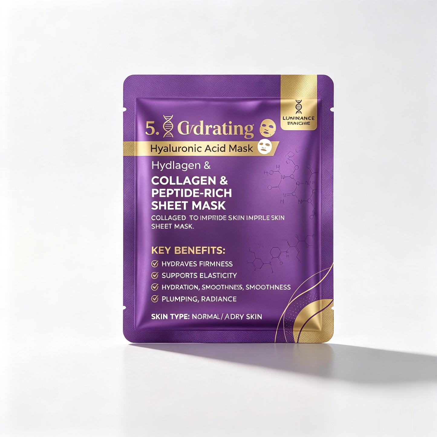 LUMINANCE SKINCARE 5X Collagen & Peptide-Rich Firming Sheet Mask | Anti-Aging, Improves Elasticity & Reduces Fine Lines