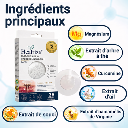 ✅🇫🇷 **Healrize® Patch 2-en-1 à micro-aiguilles & hydrocolloïde** 💫 Aide à réduire l’apparence des grains de beauté en relief, de l’acné, des verrues planes et des acrochordons | Patchs invisibles pour le visage et le corps