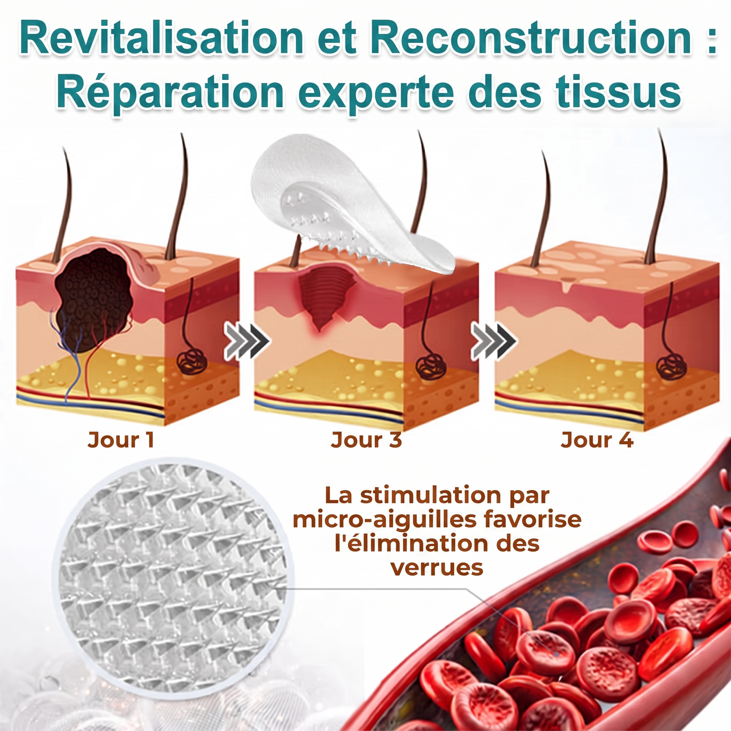 ✅🇫🇷 **Healrize® Patch 2-en-1 à micro-aiguilles & hydrocolloïde** 💫 Aide à réduire l’apparence des grains de beauté en relief, de l’acné, des verrues planes et des acrochordons | Patchs invisibles pour le visage et le corps