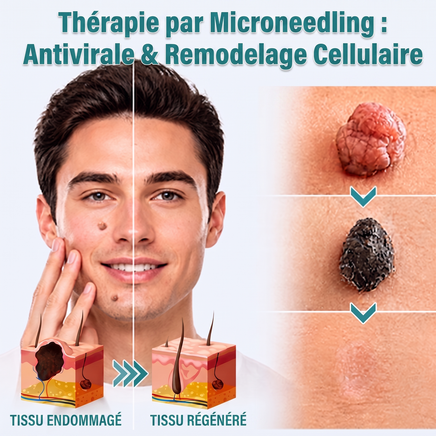 ✅🇫🇷 **Healrize® Patch 2-en-1 à micro-aiguilles & hydrocolloïde** 💫 Aide à réduire l’apparence des grains de beauté en relief, de l’acné, des verrues planes et des acrochordons | Patchs invisibles pour le visage et le corps