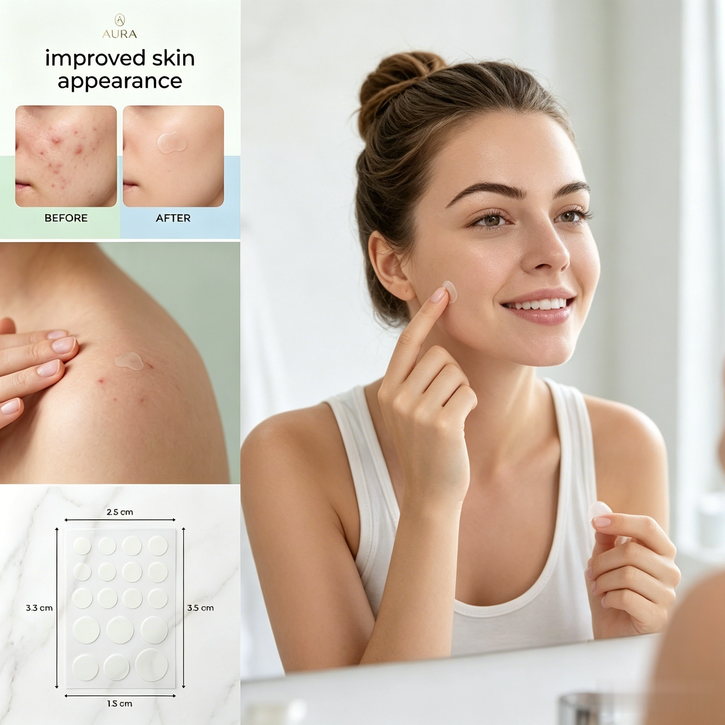 AURA Hydrosolv Acne Patches | Invisible Hydrocolloid Spot Treatment for Fast Healing, No Scars