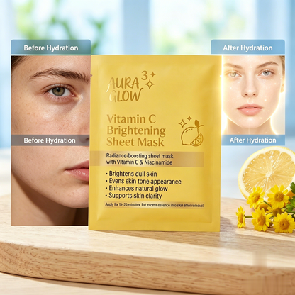 Aura Glow Vitamin C & Niacinamide Hydrating Face Mask | Brightening & Even Tone for Glass Skin
