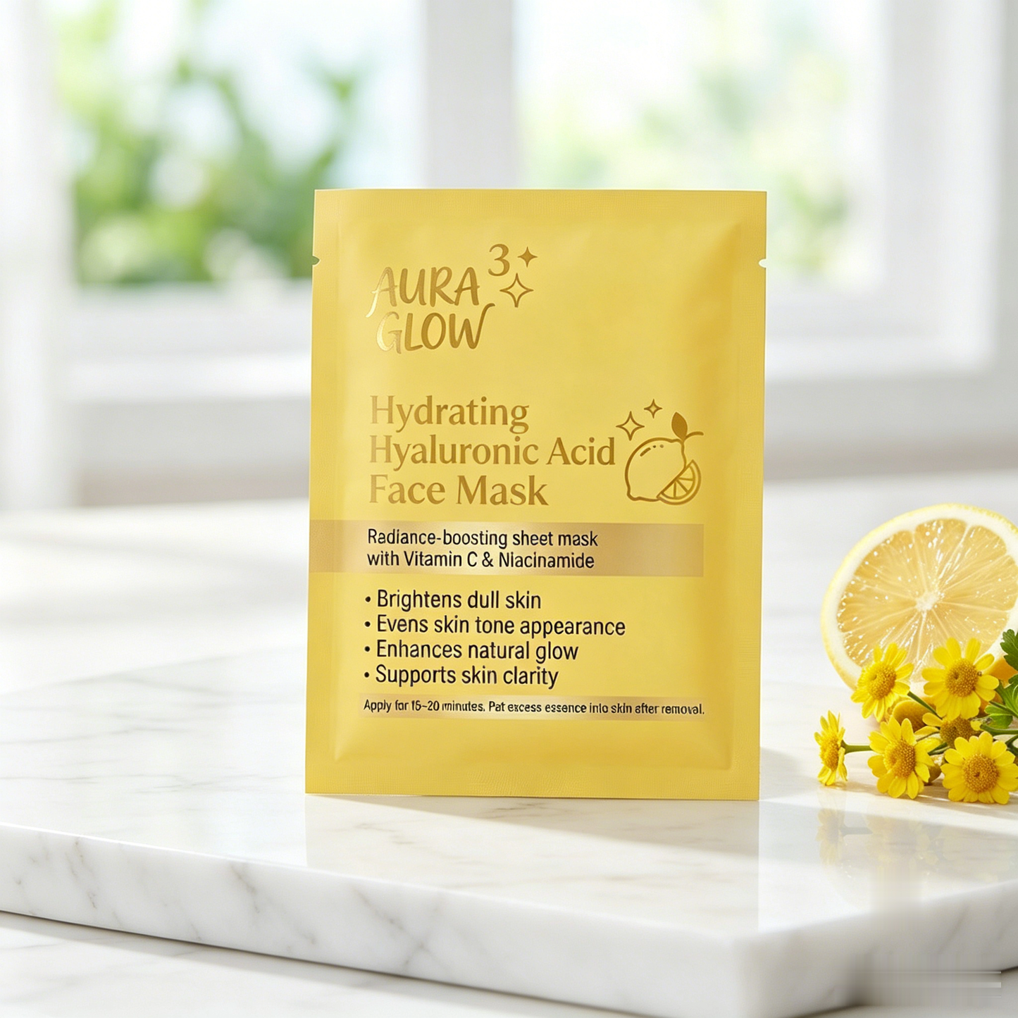 Aura Glow Vitamin C & Niacinamide Hydrating Face Mask | Brightening & Even Tone for Glass Skin