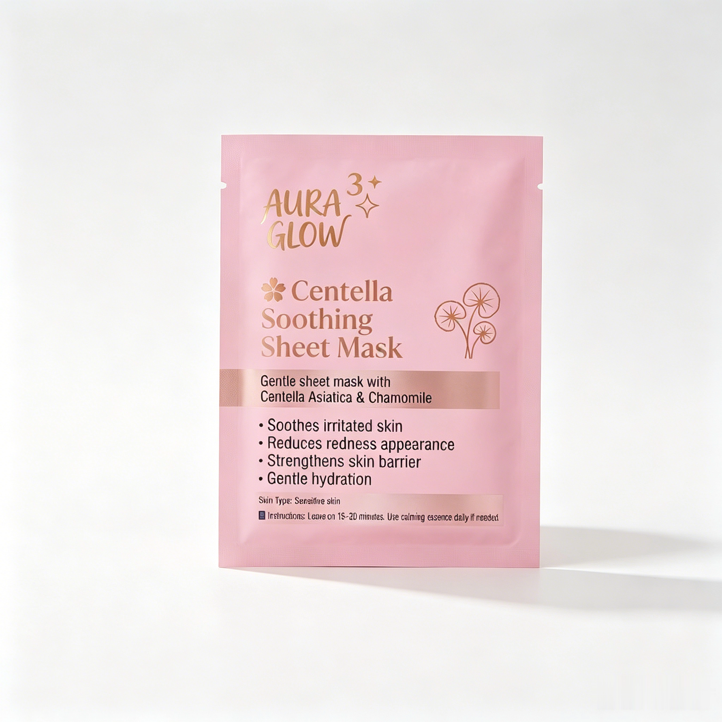 Aura Glow Centella Soothing Sheet Mask | Calm Redness & Repair Barrier for Sensitive Skin