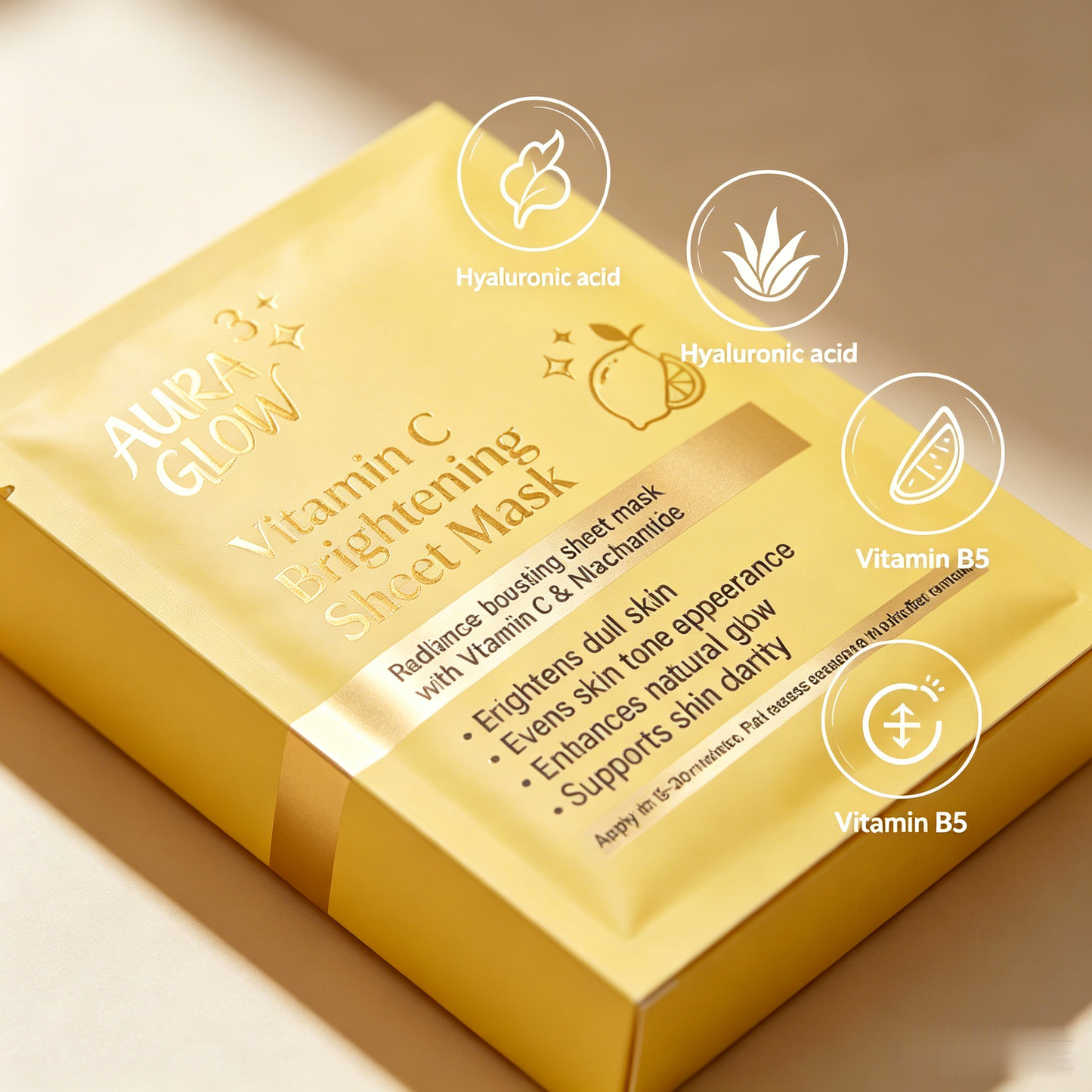 Aura Glow Vitamin C & Niacinamide Hydrating Face Mask | Brightening & Even Tone for Glass Skin