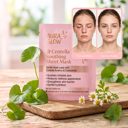 Aura Glow Centella Soothing Sheet Mask | Calm Redness & Repair Barrier for Sensitive Skin