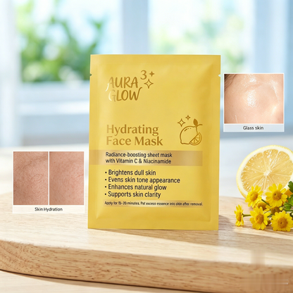 Aura Glow Vitamin C & Niacinamide Hydrating Face Mask | Brightening & Even Tone for Glass Skin