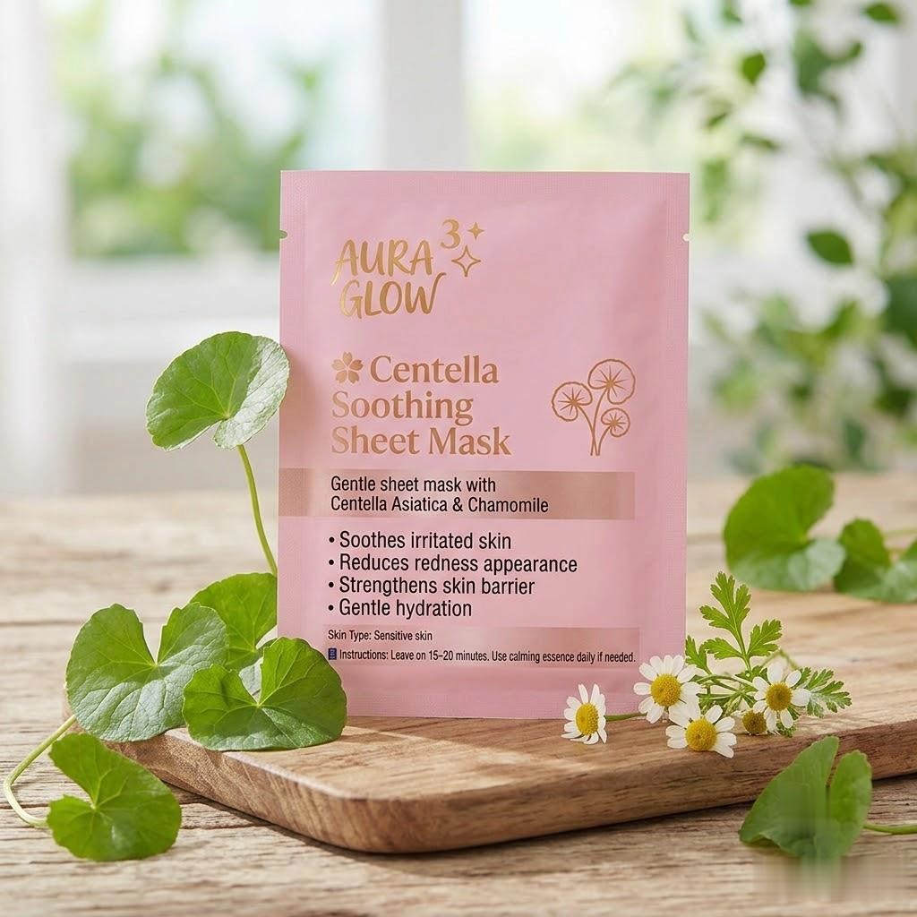 Aura Glow Centella Soothing Sheet Mask | Calm Redness & Repair Barrier for Sensitive Skin