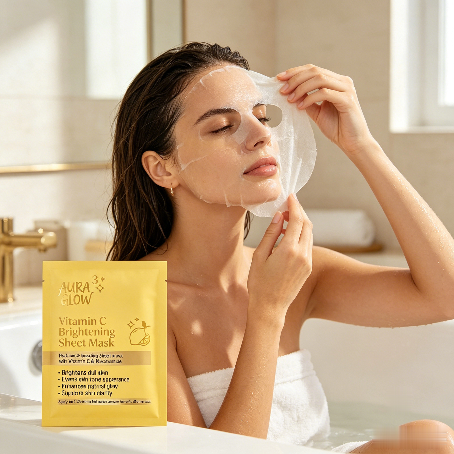 Aura Glow Vitamin C & Niacinamide Hydrating Face Mask | Brightening & Even Tone for Glass Skin